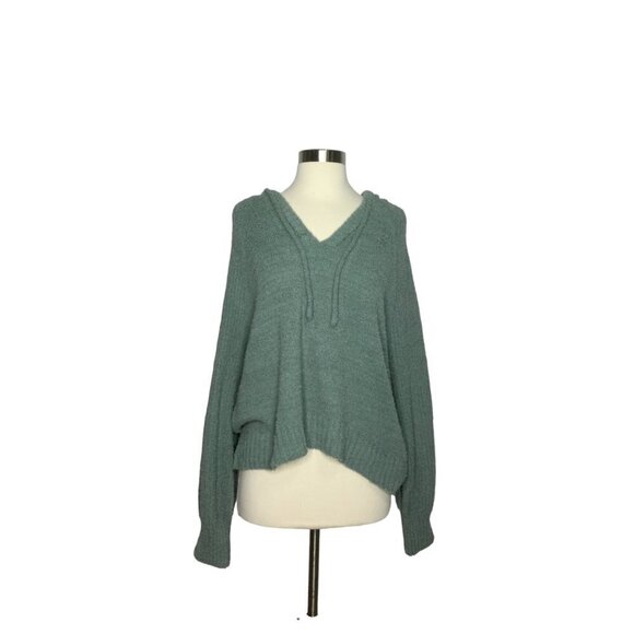 SO‎ Super Soft Green Hooded Knit V Neck Drawstring Sweater Size XX-Large NWT - Picture 1 of 4